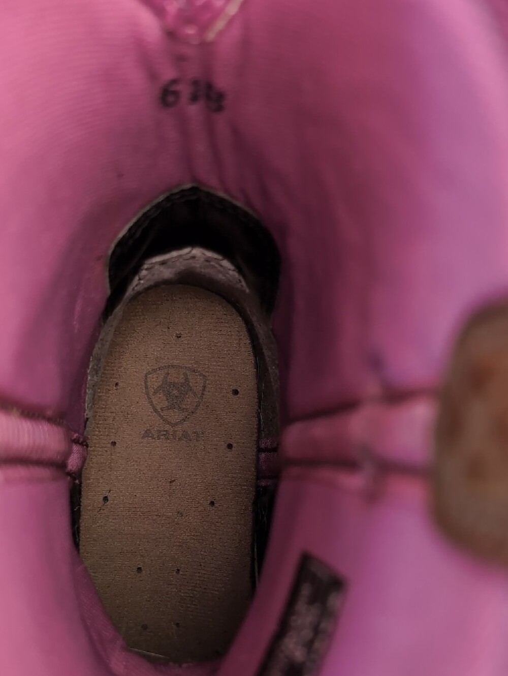 Ariat Brown Leather Western Cowgirl Boots Navy with Pink Accent - Picture 13 of 14